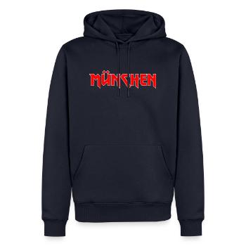 Modisches Heimat MÜNCHEN Metal-Design - Männer Premium Bio Hoodie - Navy - Vorne - Nico (187cm)