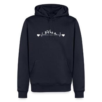 Weitsprung EKG Weitspringer Dreisprung Sportlehrer - Männer Premium Bio Hoodie - Navy - Vorne - Nico (187cm)