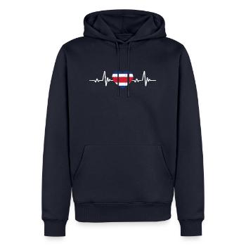 Costa Rica Coeur Drapeau Costa Rica Vintage - Sweat à capuche Premium bio Homme - bleu marine - Devant - Nico (187cm)
