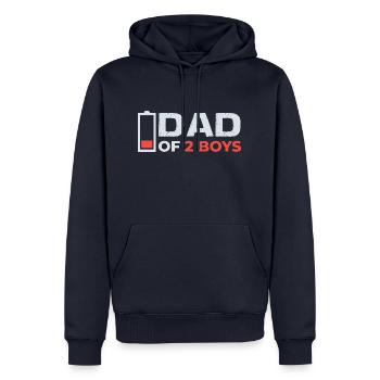 Papa de 2 fils Fête des pères Père Fils Partenaire Look - Sweat à capuche Premium bio Homme - bleu marine - Devant - Nico (187cm)