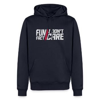 Je me fiche des faits - Sweat à capuche Premium bio Homme - bleu marine - Devant - Nico (187cm)