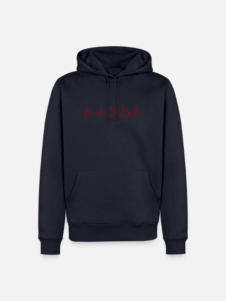 Motorrad Herzschlag Rot - Männer Premium Bio Hoodie - Navy
