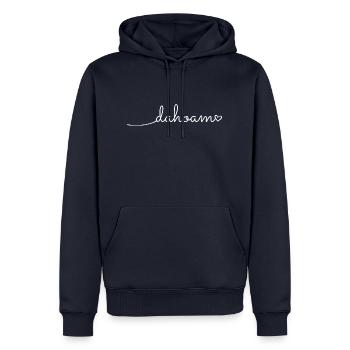 Dahoam mit Herz - Männer Premium Bio Hoodie - Navy - Vorne - Nico (187cm)