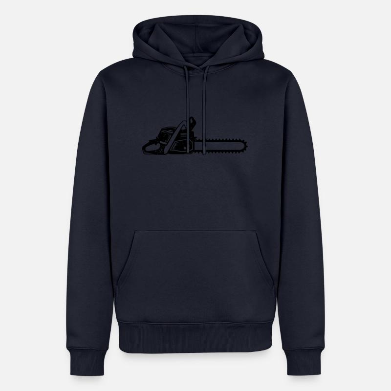 Tronçonneuse Tronçonneuse Ouvrier forestier Scie - Sweat à capuche Premium bio Homme - bleu marine
