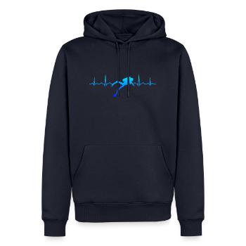 Heartbeat Diver Plongée plongée plongée sous-marine - Sweat à capuche Premium bio Homme - bleu marine - Devant - Nico (187cm)