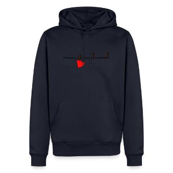 I LOVE YOU - Ligne à linge d’amour avec heart design - Sweat à capuche Premium bio Homme - bleu marine - Devant - Nico (187cm)