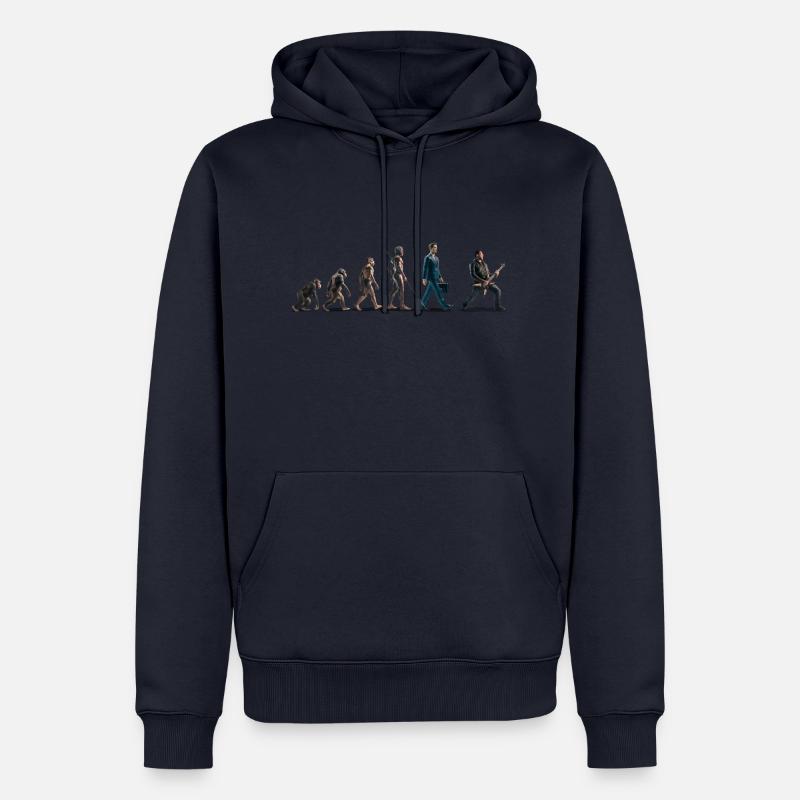 Evolution Guitariste 06 2024 4 - Sweat à capuche Premium bio Homme - bleu marine