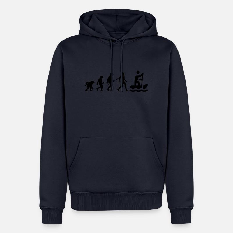 Design cool « Evolution Rowing Shirt » - Sweat à capuche Premium bio Homme - bleu marine