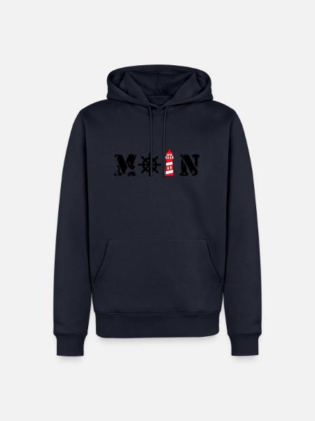Moin mit Leuchtturm und Steuerrad - Männer Premium Bio Hoodie - Navy