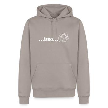 weiss ISSO - Männer Premium Bio Hoodie - Taupe - Vorne - Nico (187cm)