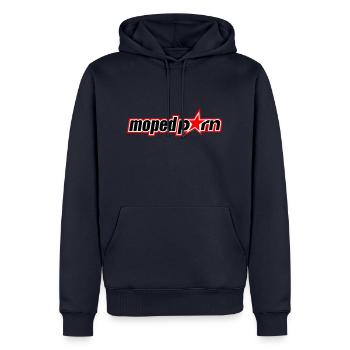Mopedporn - Sweat à capuche Premium bio Homme - bleu marine - Devant - Nico (187cm)