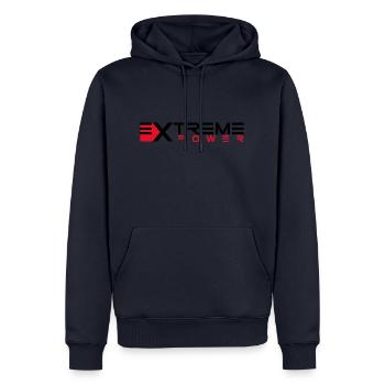 Extreme Power | Fitness, Protein, Gym, Training - Männer Premium Bio Hoodie - Navy - Vorne - Nico (187cm)