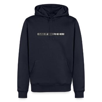 I closed my book - Männer Premium Bio Hoodie - Navy - Vorne - Nico (187cm)