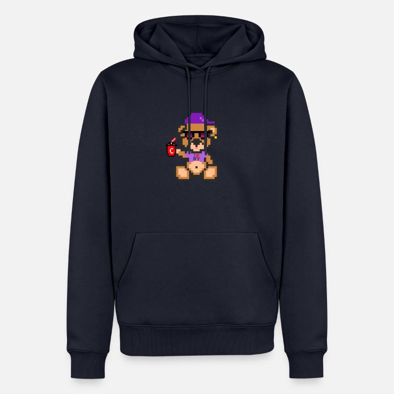 Pixel Bear Cool - Sweat à capuche Premium bio Homme - bleu marine
