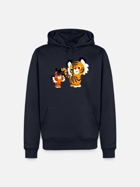 Kleine und große Tiger von Cheerful Madness!! - Männer Premium Bio Hoodie - Navy