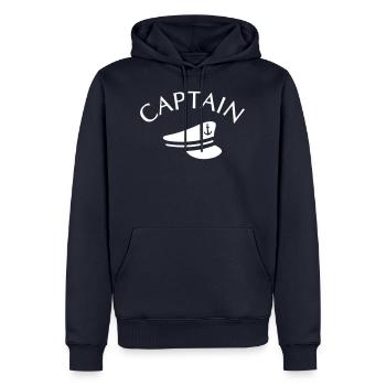 CAPITAINE CAPITAINE HAT - Sweat à capuche Premium bio Homme - bleu marine - Devant - Nico (187cm)