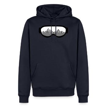 montagnes conduite snowboard ski hiver lunettes neige sc - Sweat à capuche Premium bio Homme - bleu marine - Devant - Nico (187cm)