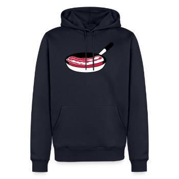 poêlée bacon jambon viande délicieux pendu - Sweat à capuche Premium bio Homme - bleu marine - Devant - Nico (187cm)
