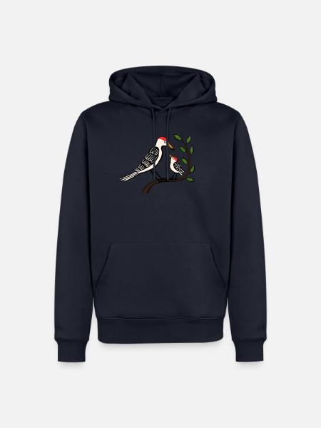 Vater und Sohn Specht - Männer Premium Bio Hoodie - Navy