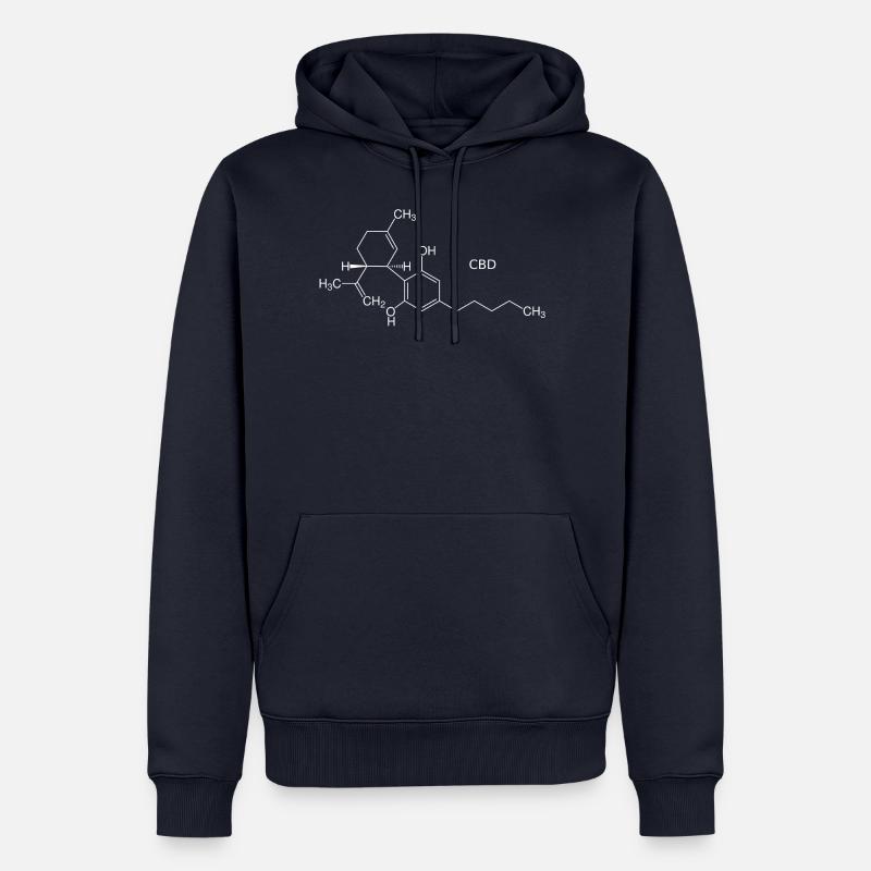 Molécule CBD - blanche avec nom - Sweat à capuche Premium bio Homme - bleu marine