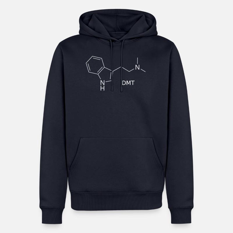 Molécule DMT - blanche avec nom - Sweat à capuche Premium bio Homme - bleu marine