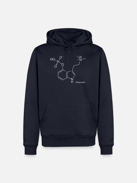 Psilocybin Molecule - White with Name - Men’s Premium Organic Hoodie - navy