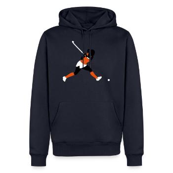 Hockey star striking ball 3 colors - Men’s Premium Organic Hoodie - navy - Front - Nico (187cm)
