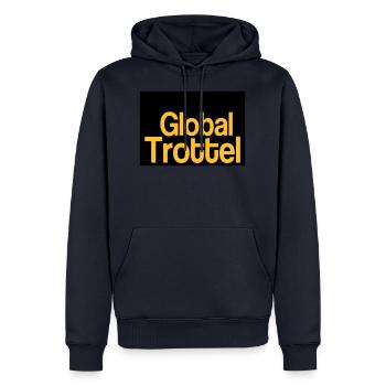 Global Trottel Flache Erde Erde Flacherdler Shirt - Männer Premium Bio Hoodie - Navy - Vorne - Nico (187cm)