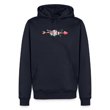 Pfeil Blumen Herz - Männer Premium Bio Hoodie - Navy - Vorne - Nico (187cm)