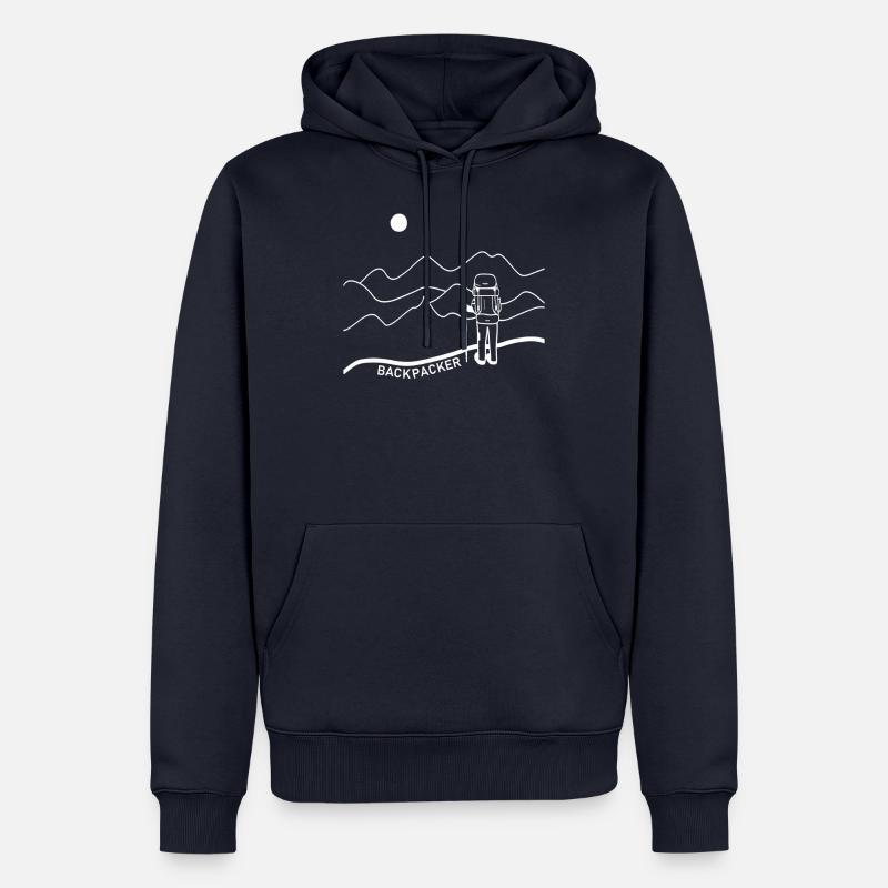 Backpacker Backpack Sonne Berge - Männer Premium Bio Hoodie - Navy