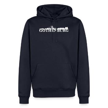 Idée cadeau skyline Göteborg Suède - Sweat à capuche Premium bio Homme - bleu marine - Devant - Nico (187cm)