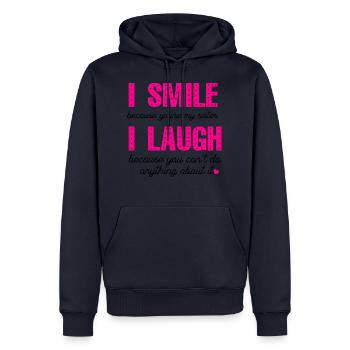 grande sœur sourire rire - Sweat à capuche Premium bio Homme - bleu marine - Devant - Nico (187cm)