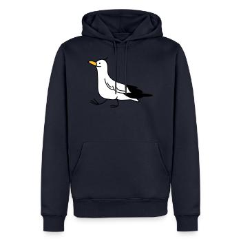 goéland drôle - Sweat à capuche Premium bio Homme - bleu marine - Devant - Nico (187cm)