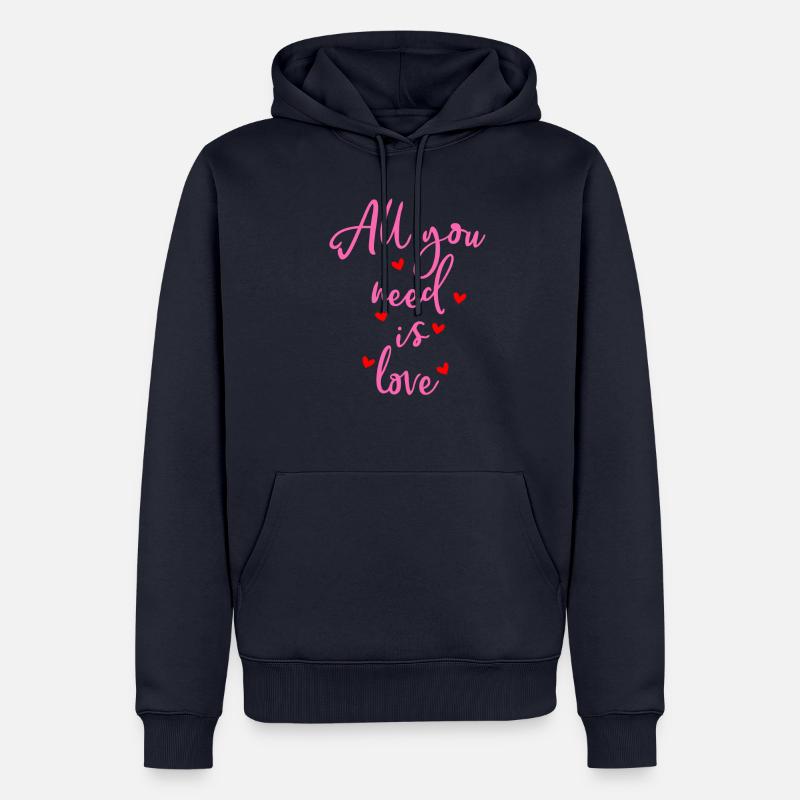 Bonne idée cadeau Saint Valentin - Sweat à capuche Premium bio Homme - bleu marine