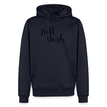 Enfer ouais lettrage - Sweat à capuche Premium bio Homme - bleu marine - Devant - Nico (187cm)