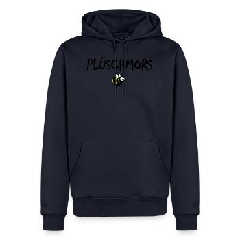 Plüschmors, Hummel, Plattdeutsch - Männer Premium Bio Hoodie - Navy - Vorne - Nico (187cm)
