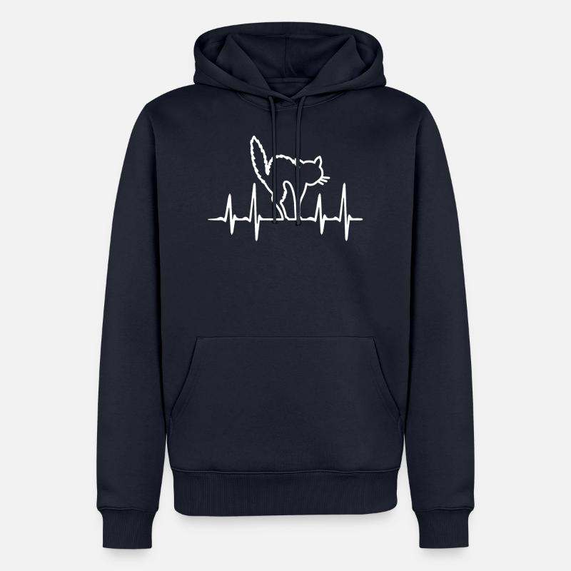 Peur de chat Heartbeat - Sweat à capuche Premium bio Homme - bleu marine