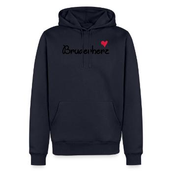 für den Bruder - bruderherz - Männer Premium Bio Hoodie - Navy - Vorne - Nico (187cm)