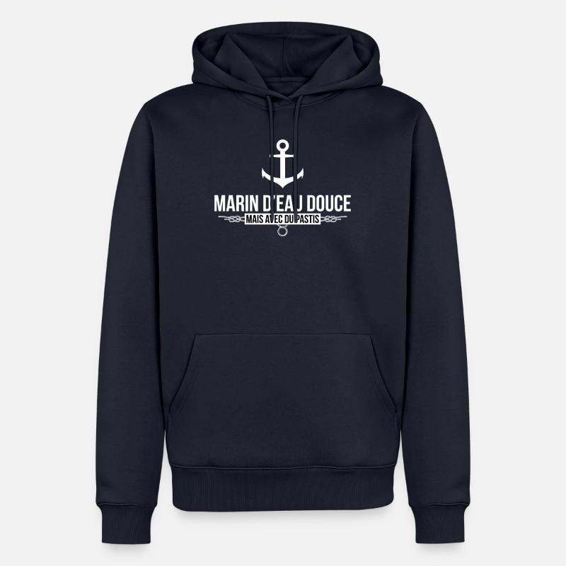MARIN D EAU DOUCE - Sweat à capuche Premium bio Homme - bleu marine
