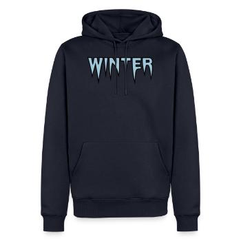 Winter Eis Logo - Männer Premium Bio Hoodie - Navy - Vorne - Nico (187cm)