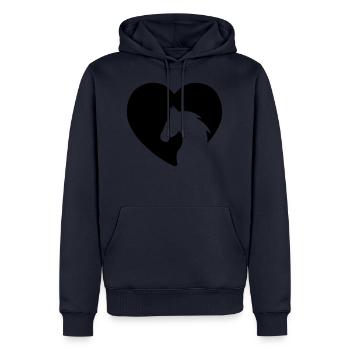 CHEVAL POUR MON CŒUR - Sweat à capuche Premium bio Homme - bleu marine - Devant - Nico (187cm)