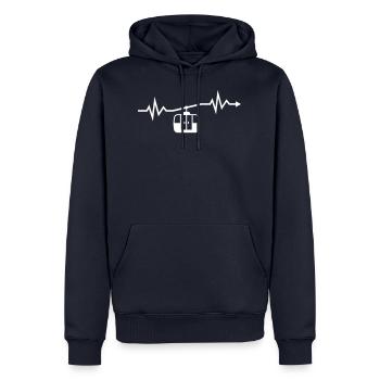 Herzschlag Gondel Skilift Skiurlaub Urlaub Ski - Männer Premium Bio Hoodie - Navy - Vorne - Nico (187cm)
