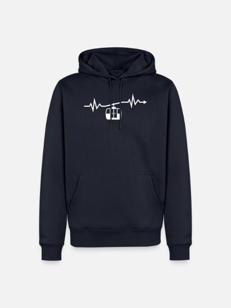 Herzschlag Gondel Skilift Skiurlaub Urlaub Ski - Männer Premium Bio Hoodie - Navy