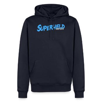 Superheld - Männer Premium Bio Hoodie - Navy - Vorne - Nico (187cm)