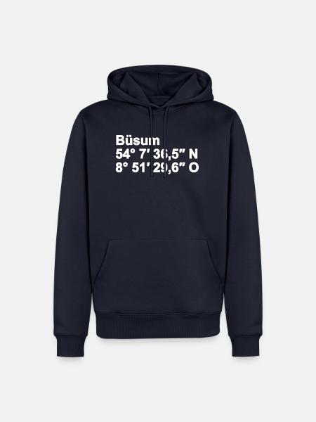 Büsum Leuchtturm Koordinaten - Männer Premium Bio Hoodie - Navy