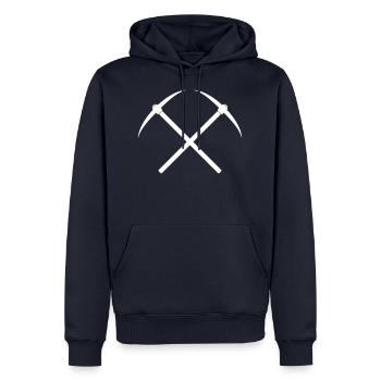 Pickaxes Vector - Men’s Premium Organic Hoodie - navy - Front - Nico (187cm)