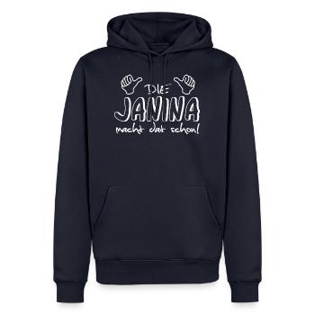 janina - Männer Premium Bio Hoodie - Navy - Vorne - Nico (187cm)