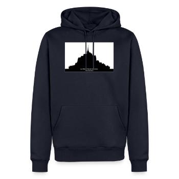 Mont Saint Michel - Sweat à capuche Premium bio Homme - bleu marine - Devant - Nico (187cm)
