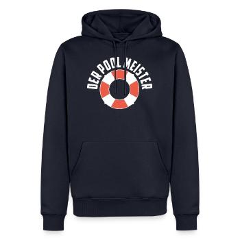Der Pool Meister Freibad Hallenbad Schwimmbad - Männer Premium Bio Hoodie - Navy - Vorne - Nico (187cm)
