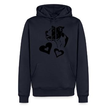 sugarhearts - Sweat à capuche Premium bio Homme - bleu marine - Devant - Nico (187cm)